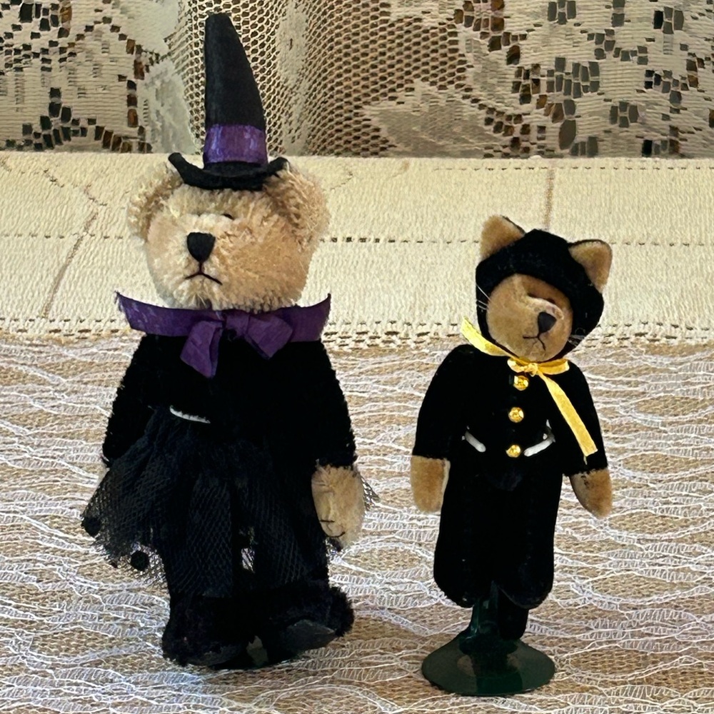 Boyd’s Bears Wuzzies cat costume, mohair Eastwick Carrington witch, Halloween